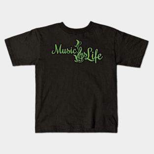 Music is life and green Kids T-Shirt